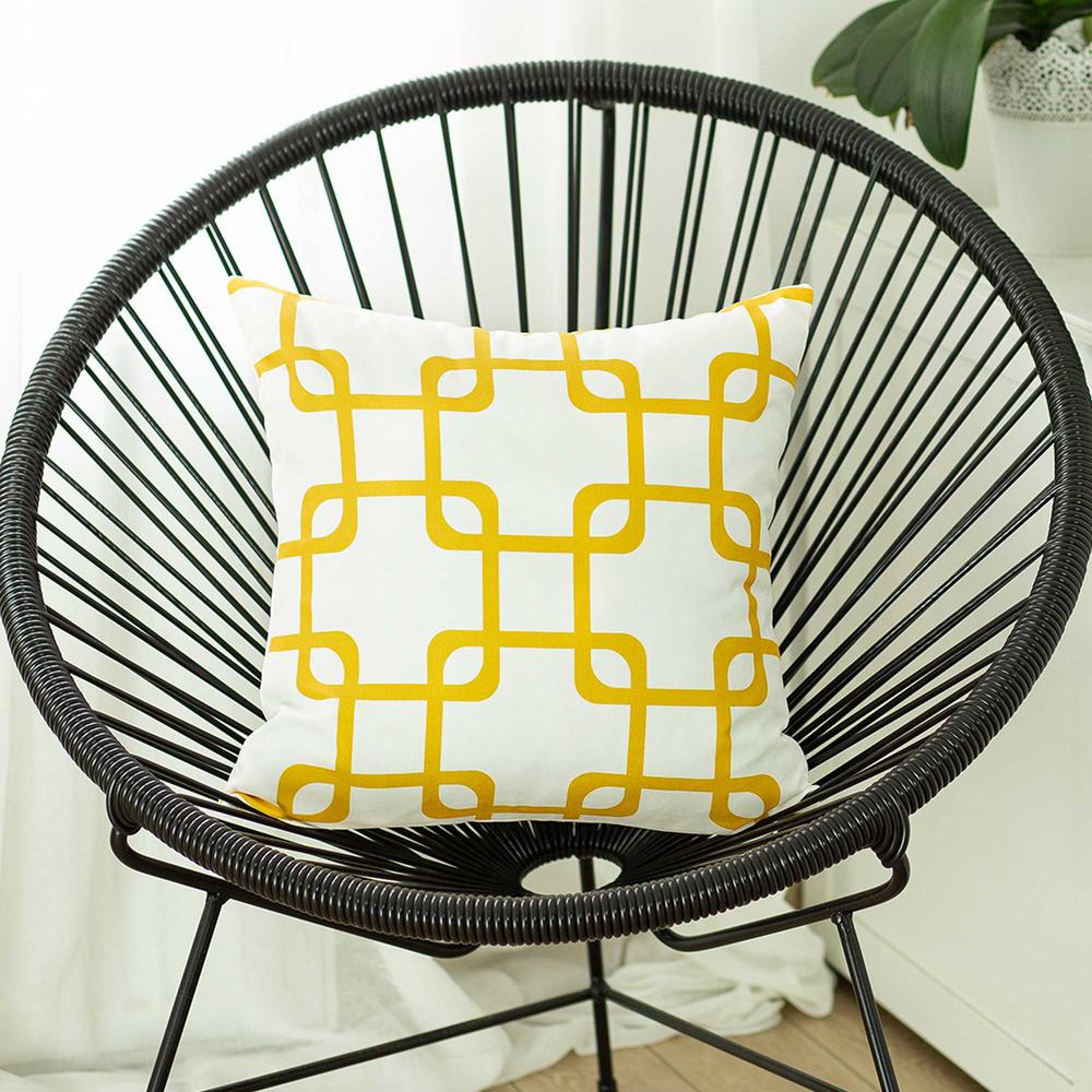 Yellow and White Geometric Squares Decorative Throw Pillow Cover - 355592. Picture 3