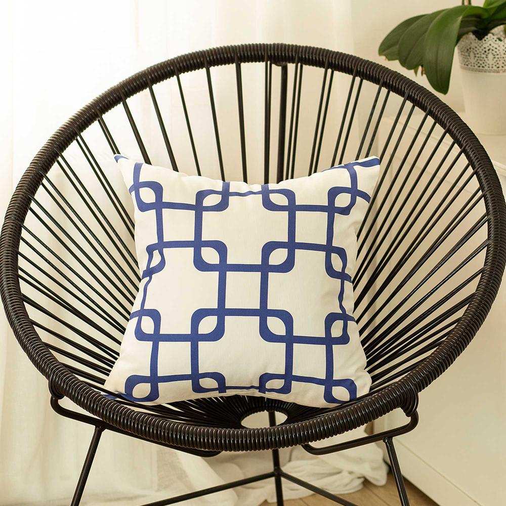 Blue and White Geometric Squares Decorative Throw Pillow Cover - 355594. Picture 3
