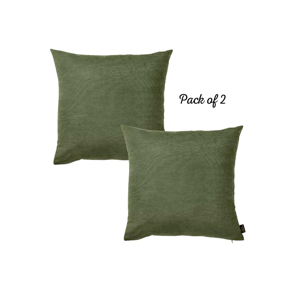 Set of 2 Fern Green Brushed Twill Decorative Throw Pillow Covers - 355599. Picture 1