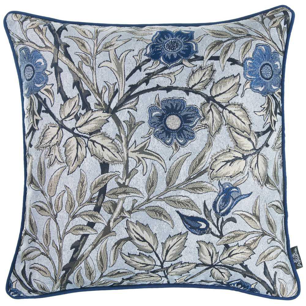 Blue Jacquard Leaf Decorative Throw Pillow Cover - 355615. Picture 1