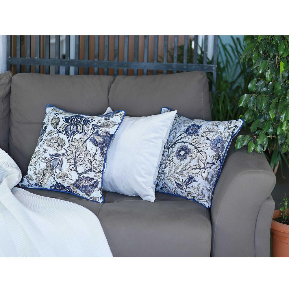 Blue Jacquard Leaf Decorative Throw Pillow Cover - 355615. Picture 4