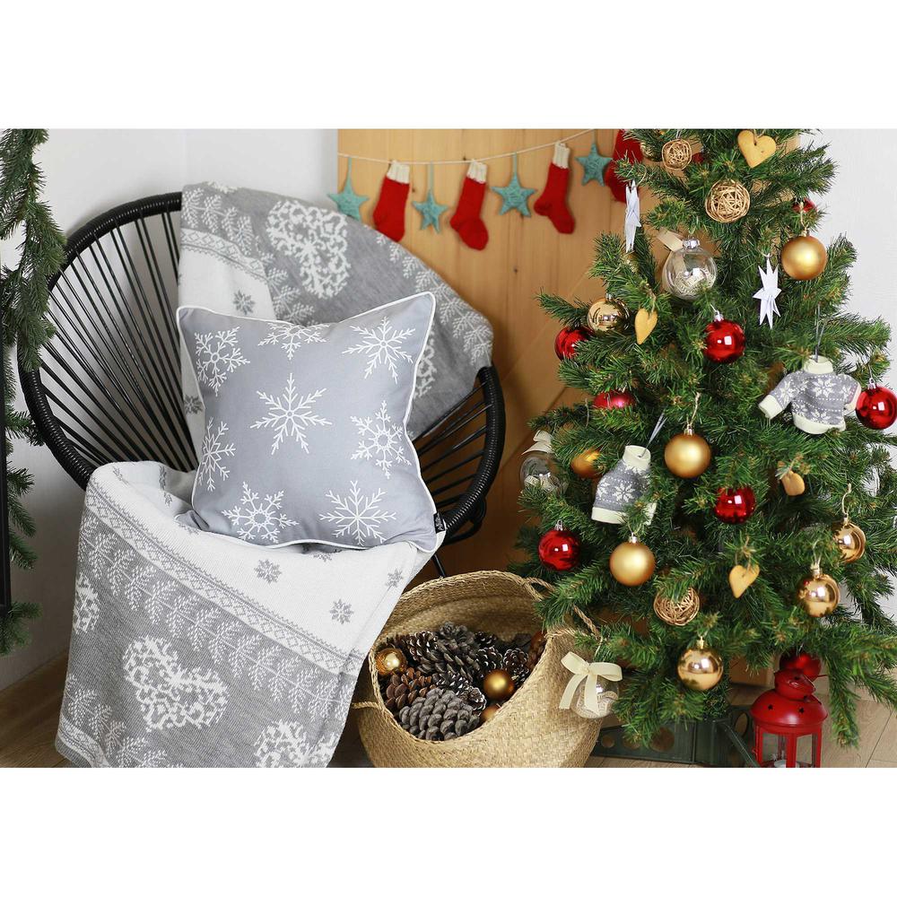 18"x18" White Snow Flakes Christmas Decorative Throw Pillow Cover - 355621. Picture 2