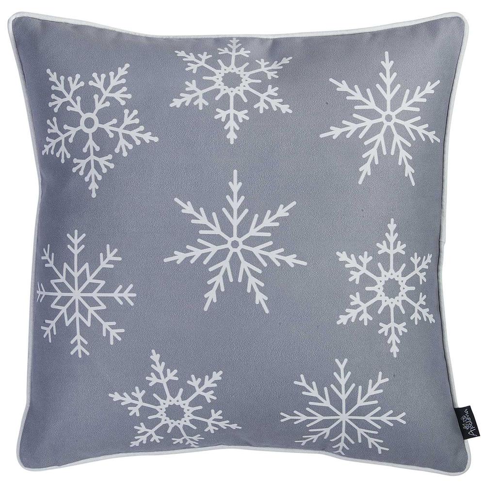 18"x18" White Snow Flakes Christmas Decorative Throw Pillow Cover - 355621. Picture 3