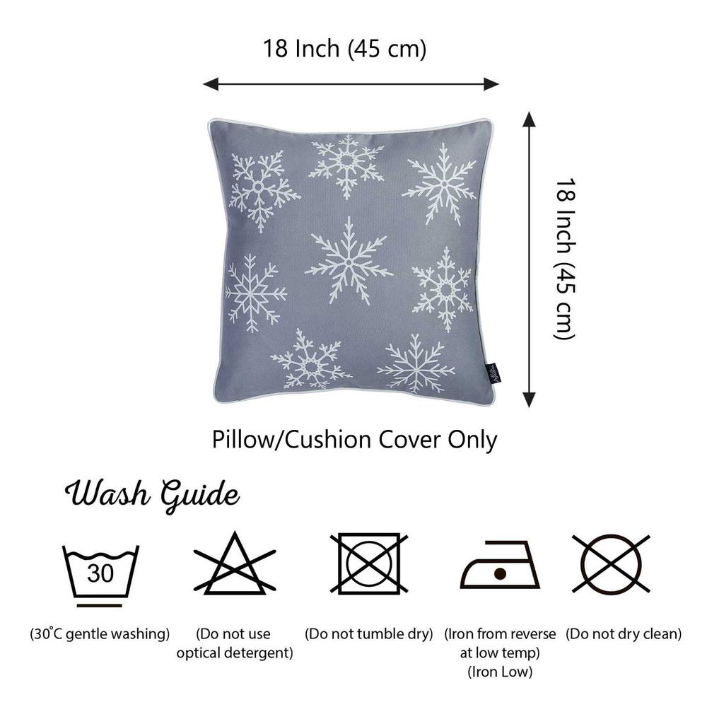 18"x18" White Snow Flakes Christmas Decorative Throw Pillow Cover - 355621. Picture 5