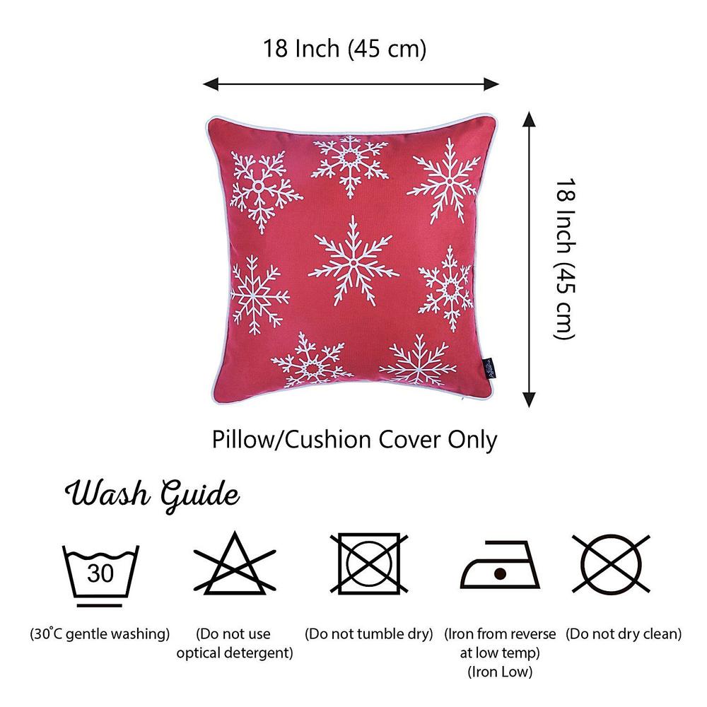 18"x18" Red Snowflakes Christmas Decorative Throw Pillow Cover - 355623. Picture 5