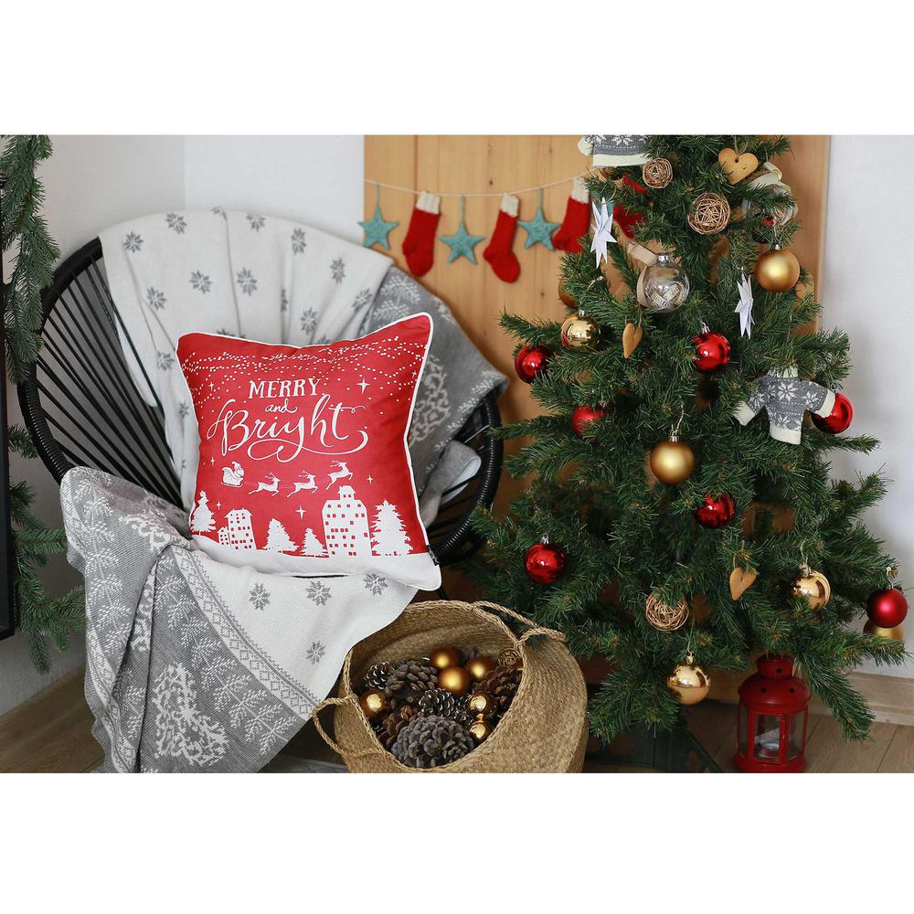 18"x18" Red Printed Christmas Decorative Throw Pillow Cover - 355651. Picture 2