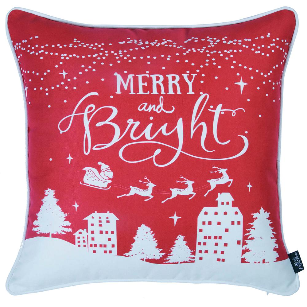 18"x18" Red Printed Christmas Decorative Throw Pillow Cover - 355651. Picture 3