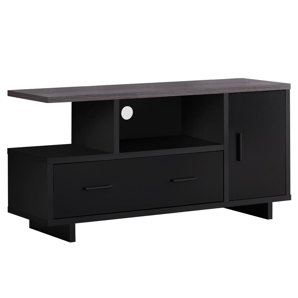 15.5" x 47.25" x 23.75" BlackGrey Top With Storage  Tv Stand - 355705. Picture 1