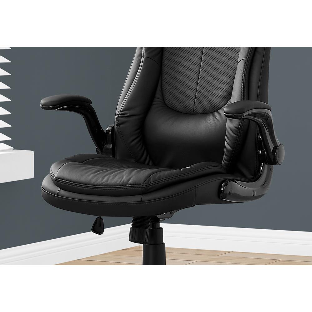 28.5" x 29.5" x 94" Black Leather-Look High Back Executive Office Chair. Picture 2
