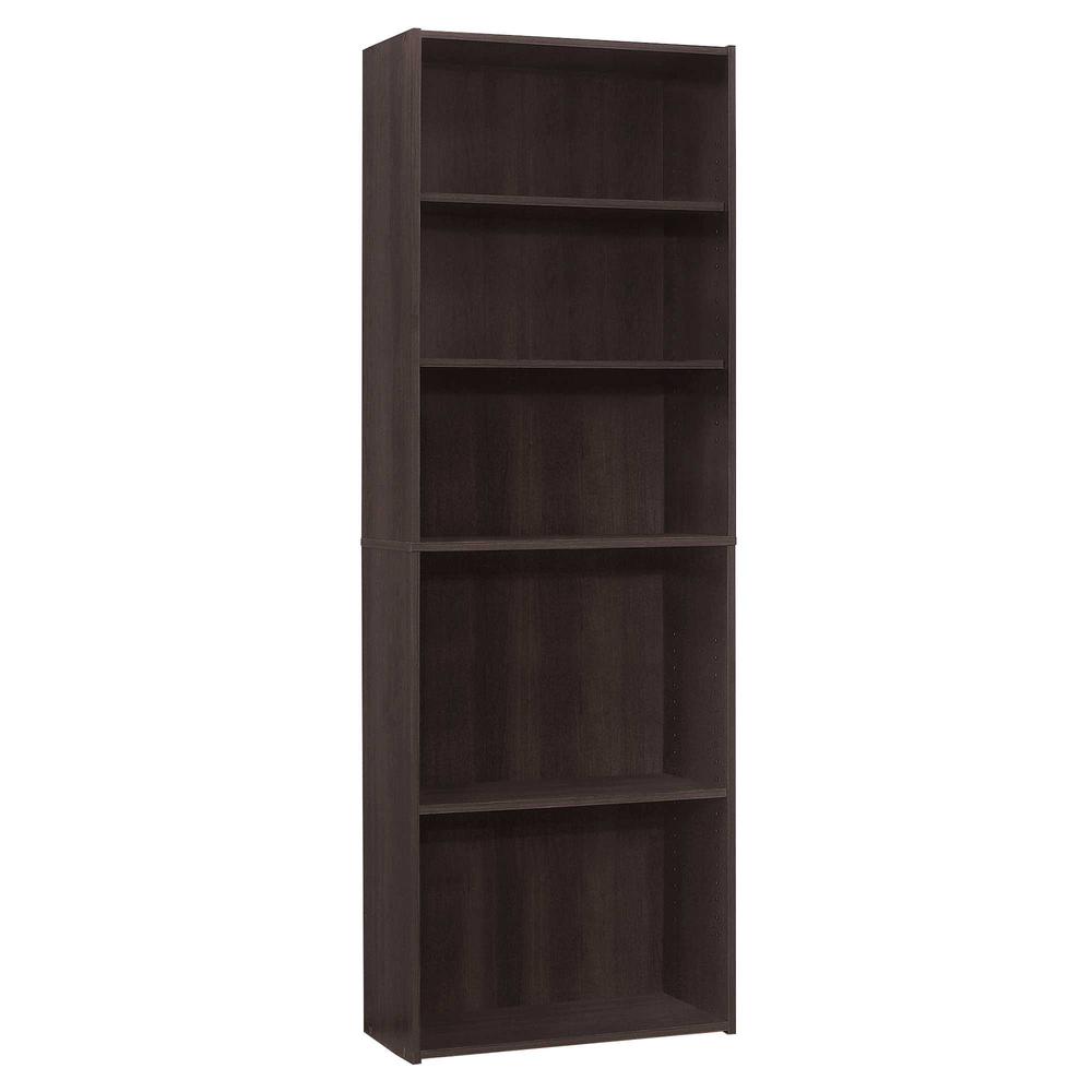 11.75" x 24.75" x 71.25" Cappuccino 5 Shelves  Bookcase. Picture 1