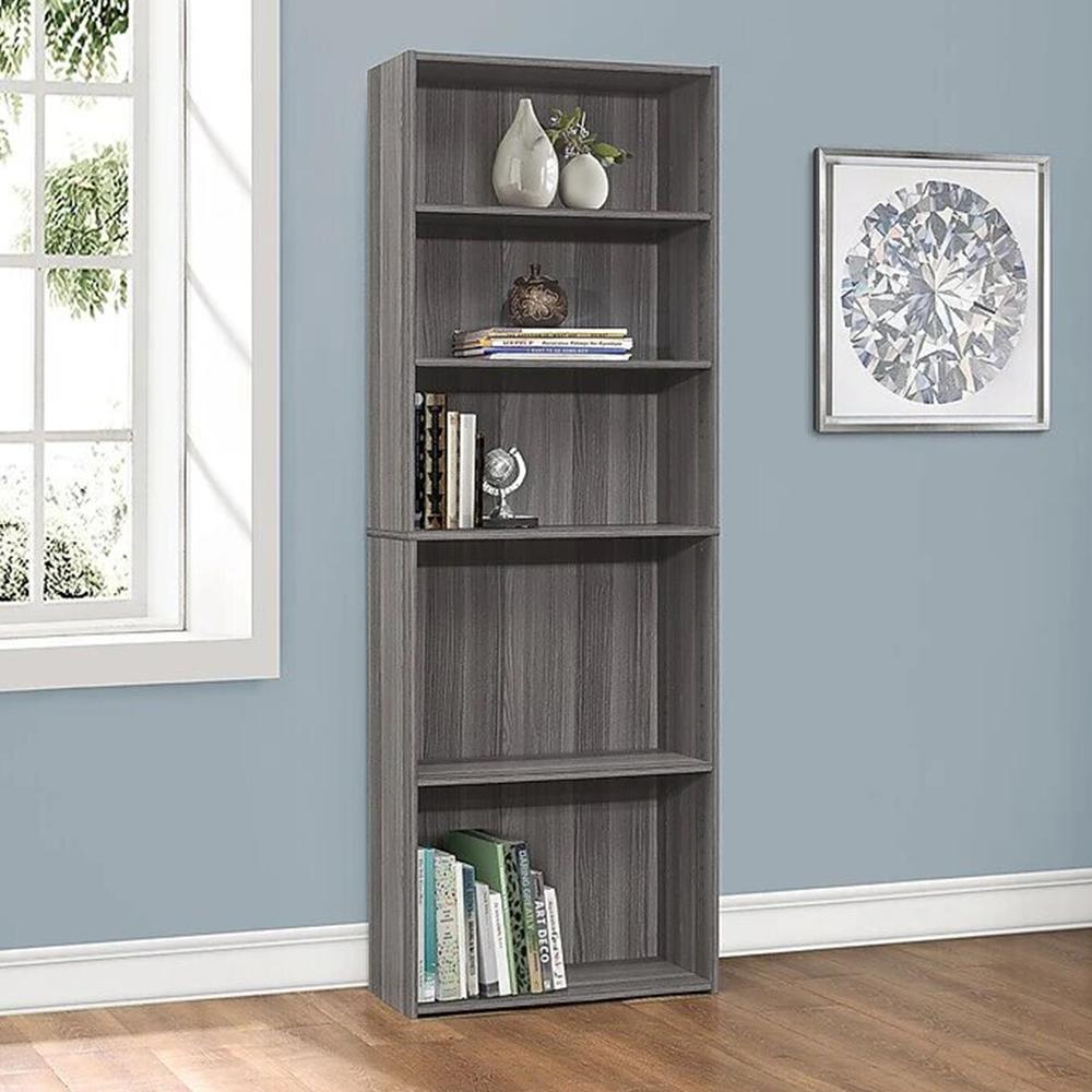 11.75" x 24.75" x 71.25" Grey 5 Shelves  Bookcase. Picture 5
