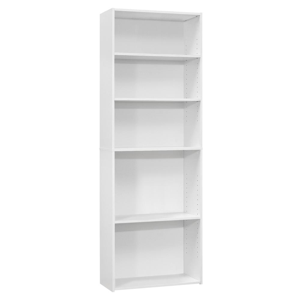 11.75" x 24.75" x 71.25" White 5 Shelves  Bookcase. Picture 1