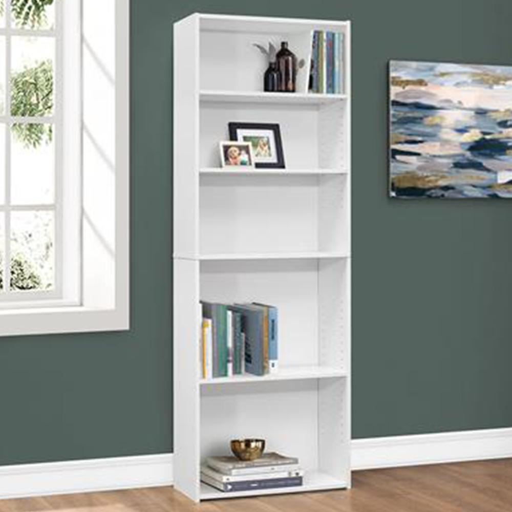 11.75" x 24.75" x 71.25" White 5 Shelves  Bookcase. Picture 5