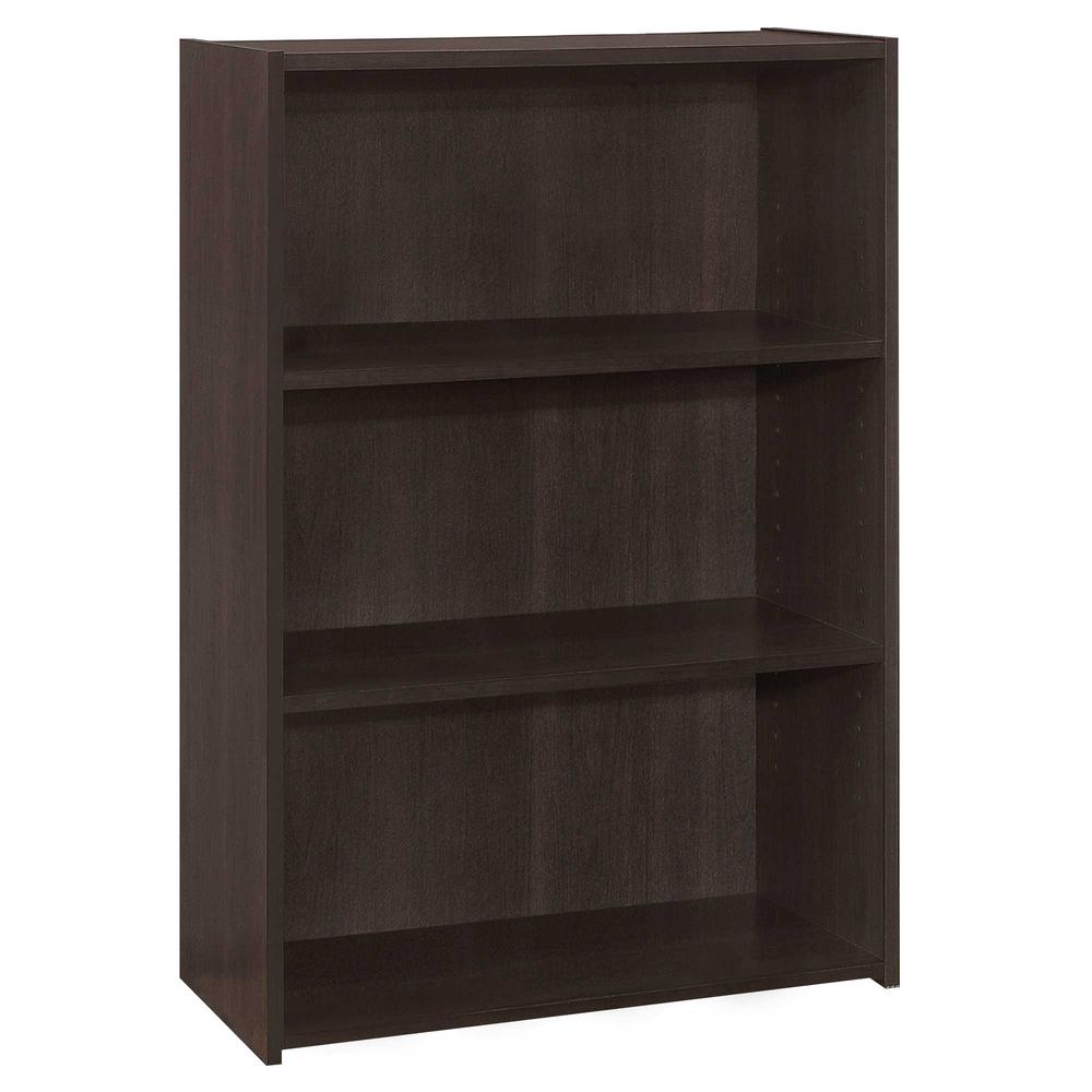 11.75" x 24.75" x 35.5" Cappuccino 3 Shelves  Bookcase. Picture 1