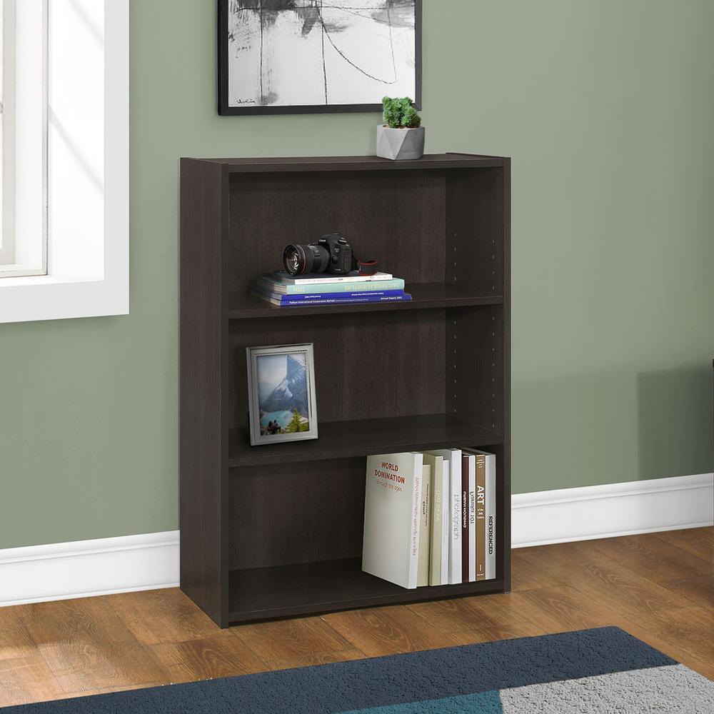 11.75" x 24.75" x 35.5" Cappuccino 3 Shelves  Bookcase. Picture 5