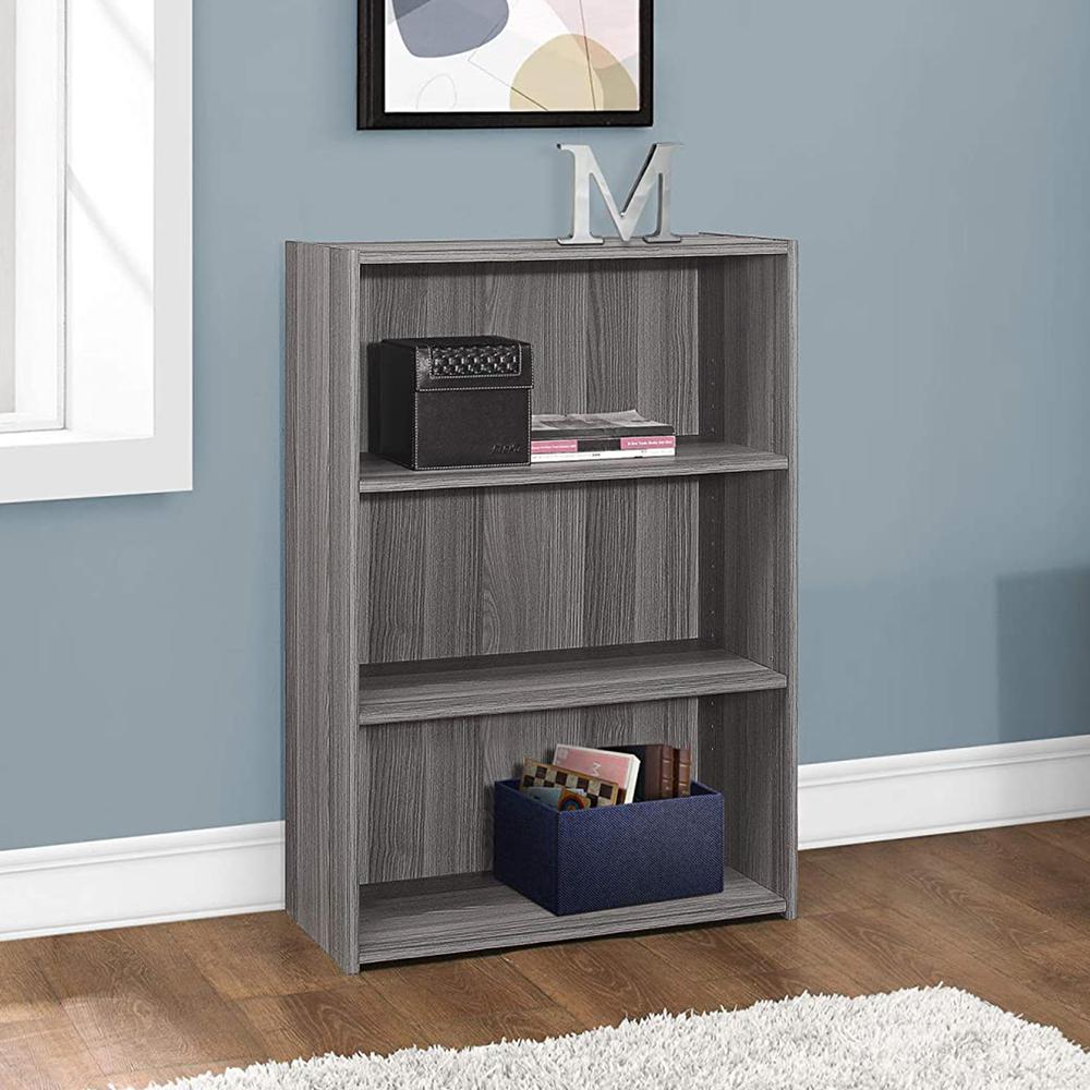 11.75" x 24.75" x 35.5" Grey 3 Shelves  Bookcase. Picture 5