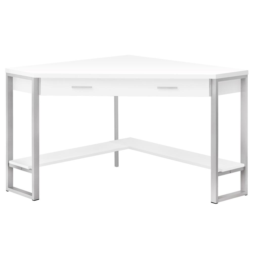 42" x 42" x 30" WhitewithSilver  Metal  Computer Desk. Picture 1
