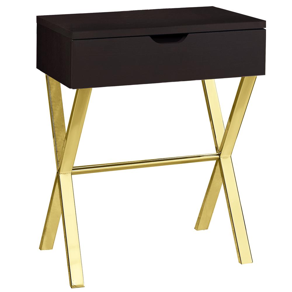 12" x 18.25" x 22.25" CappuccinoGold Metal Accent Table - 355746. Picture 1