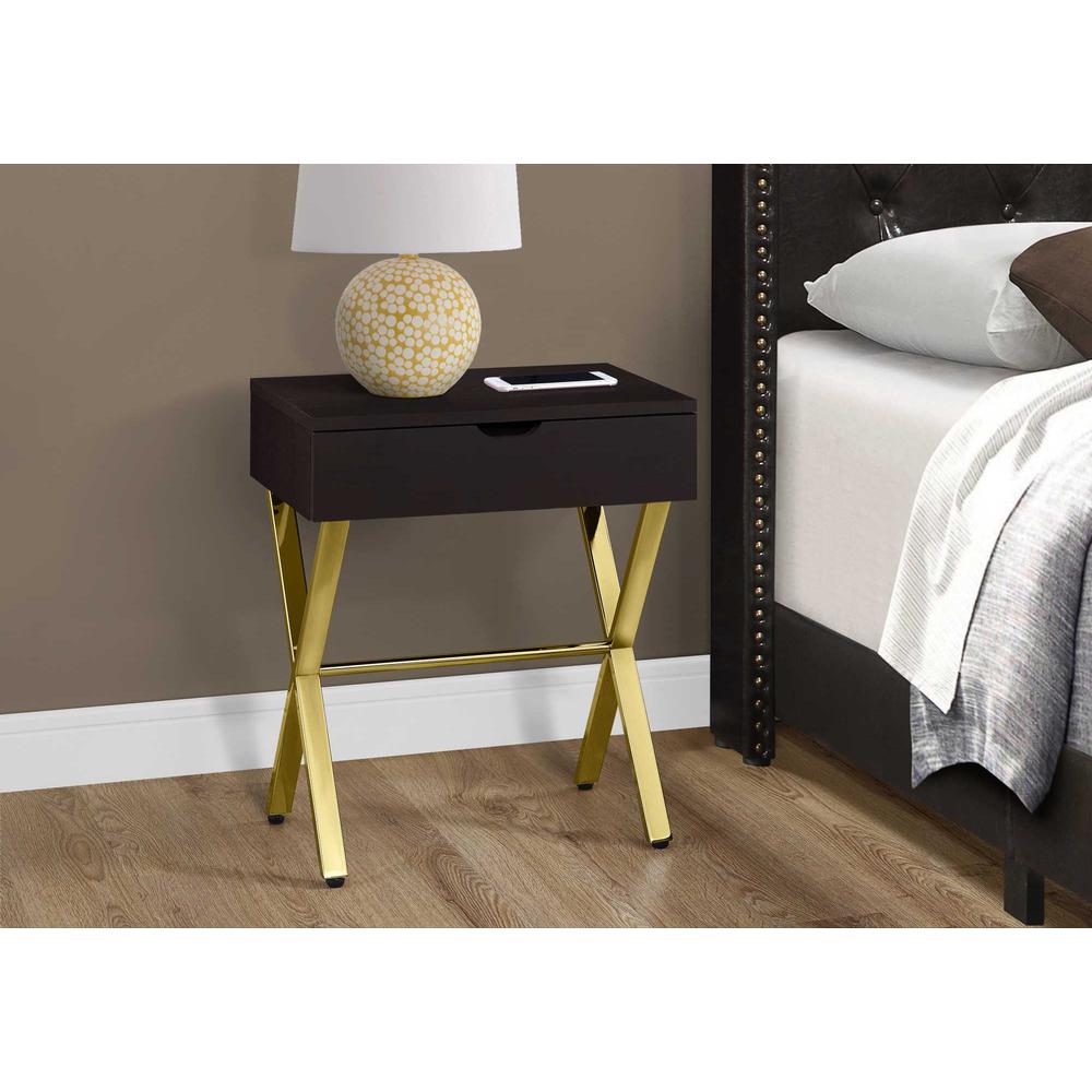 12" x 18.25" x 22.25" CappuccinoGold Metal Accent Table - 355746. Picture 2
