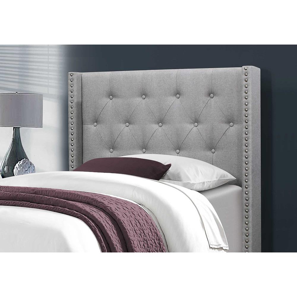 45.25" x 82.75" x 49.75" Grey Linen With Chrome Trim - Twin Size Bed - 355768. Picture 2