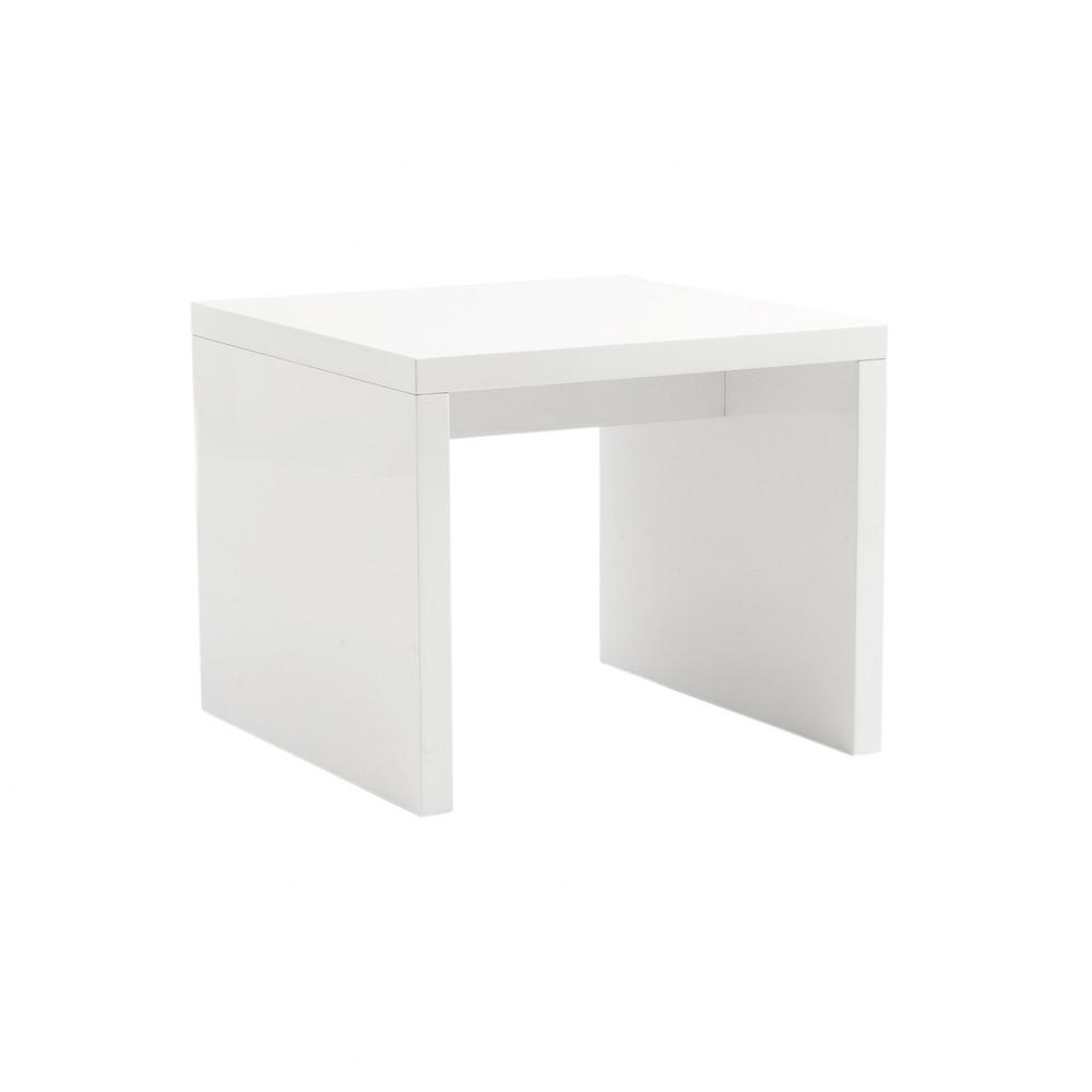 23.63" X 23.63" X 20.08" High Gloss White Lacquered MDF Square Side Table. Picture 2