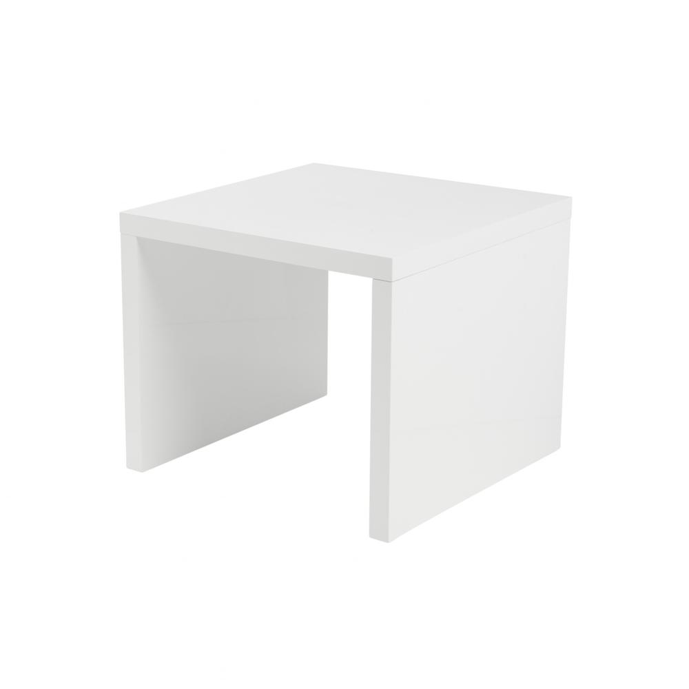 23.63" X 23.63" X 20.08" High Gloss White Lacquered MDF Square Side Table. Picture 5