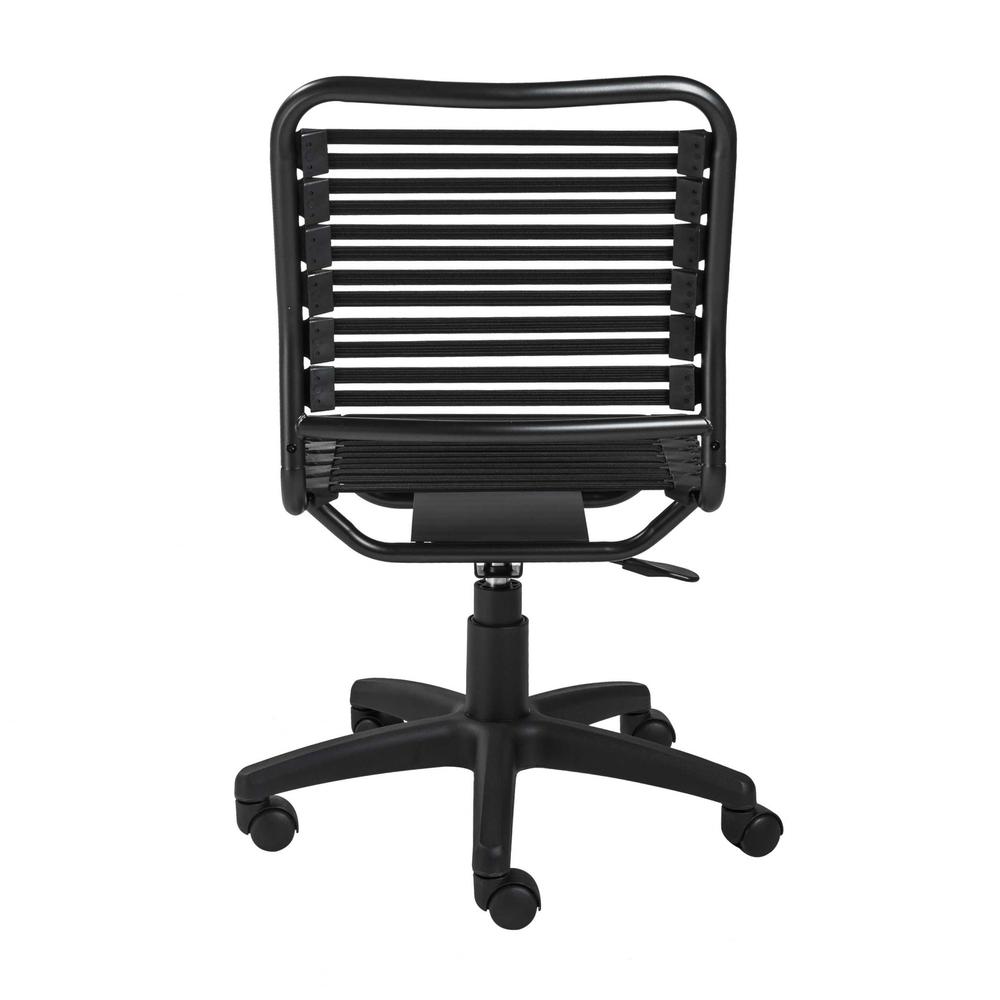 Black Flat Bungie Cord Low Back Rolling Office Chair. Picture 6