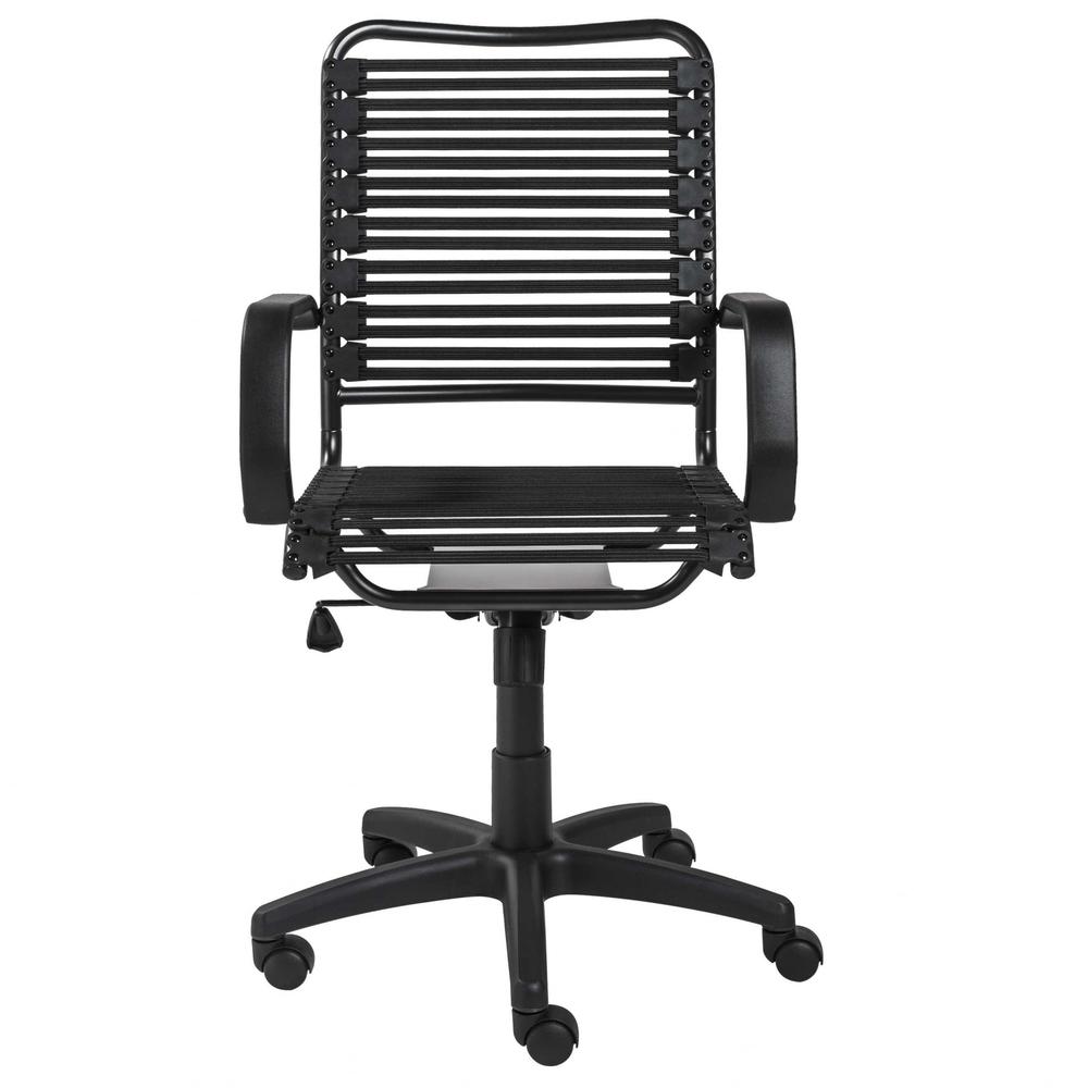 23.04" X 25.6" X 41.74" Black Flat Bungie Cords High Back Office Chair with Graphite Black Frame and Base. Picture 2