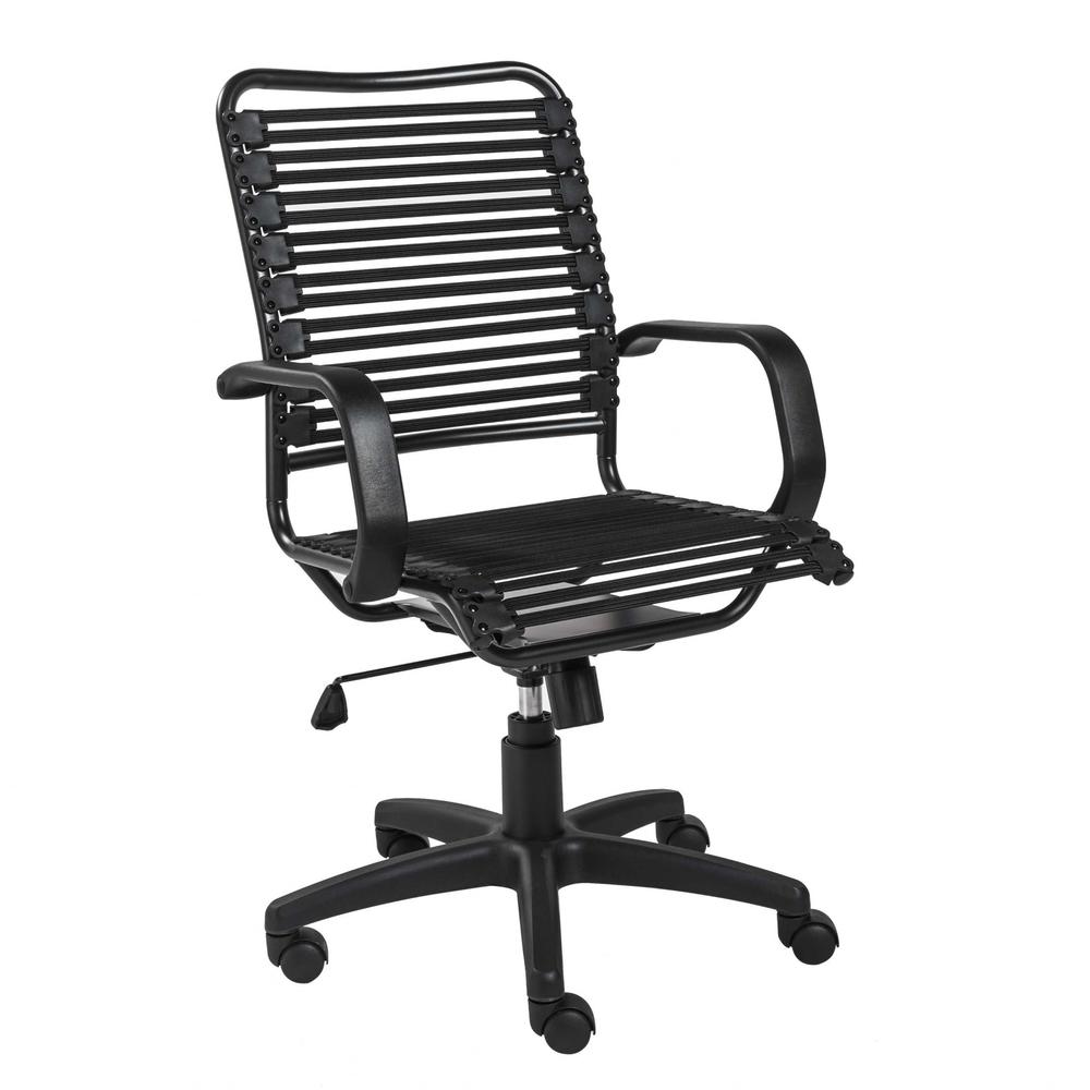 23.04" X 25.6" X 41.74" Black Flat Bungie Cords High Back Office Chair with Graphite Black Frame and Base. Picture 3