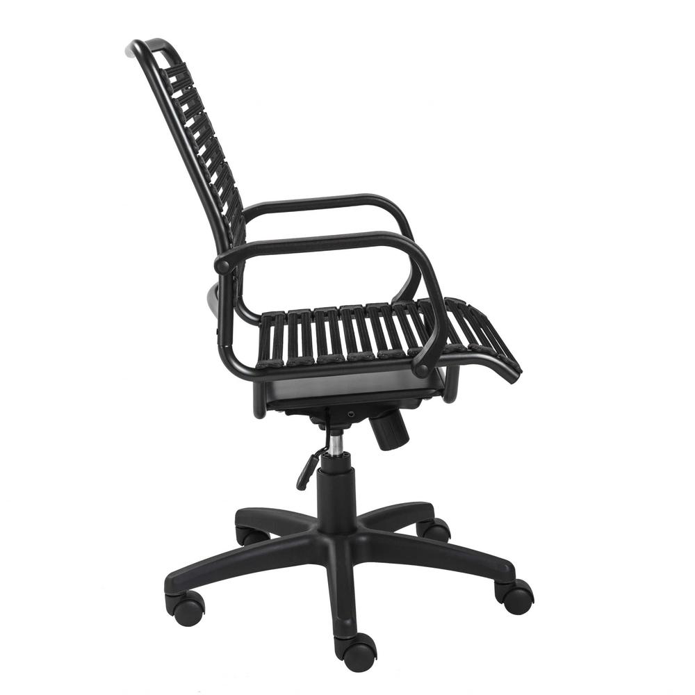 23.04" X 25.6" X 41.74" Black Flat Bungie Cords High Back Office Chair with Graphite Black Frame and Base. Picture 4