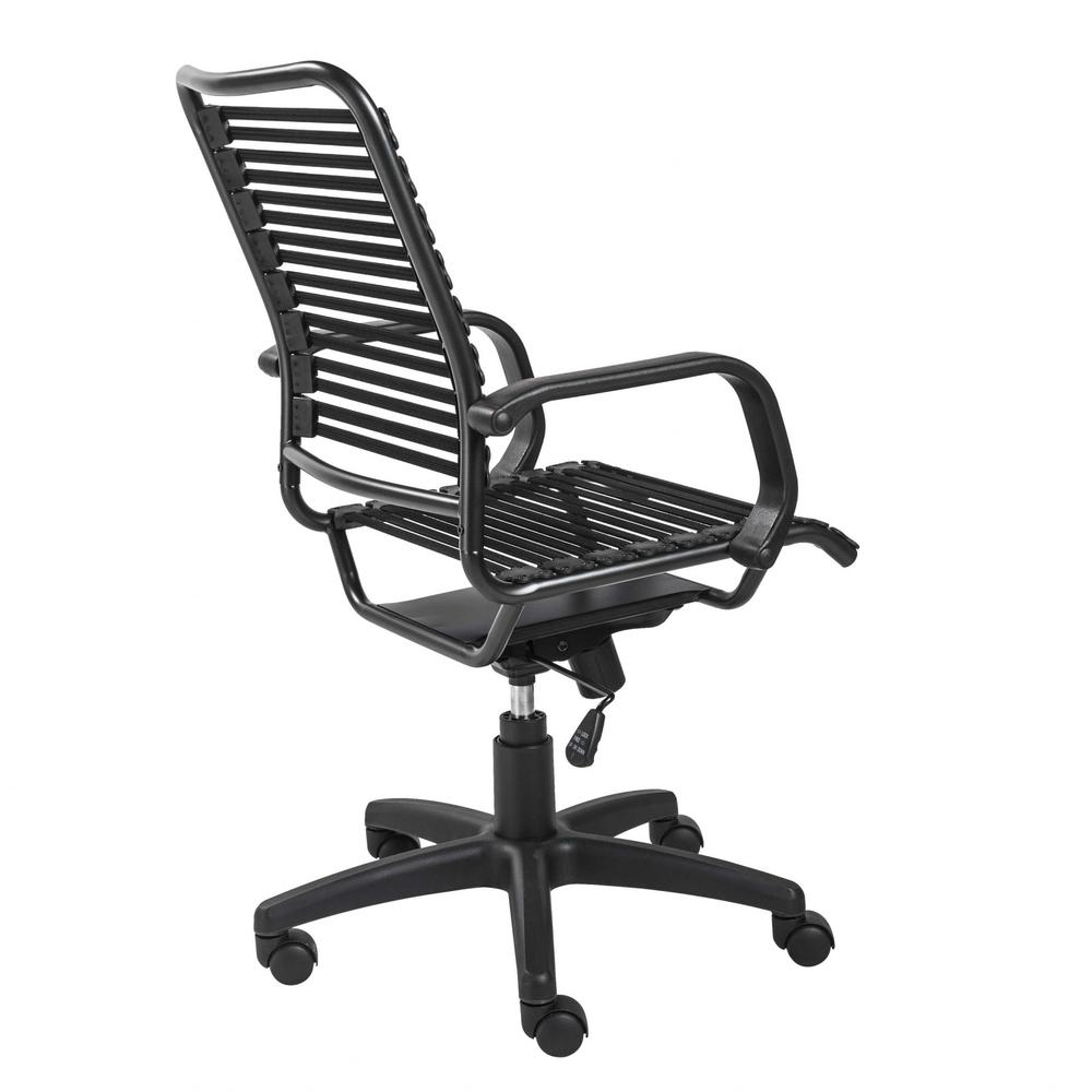 23.04" X 25.6" X 41.74" Black Flat Bungie Cords High Back Office Chair with Graphite Black Frame and Base. Picture 5