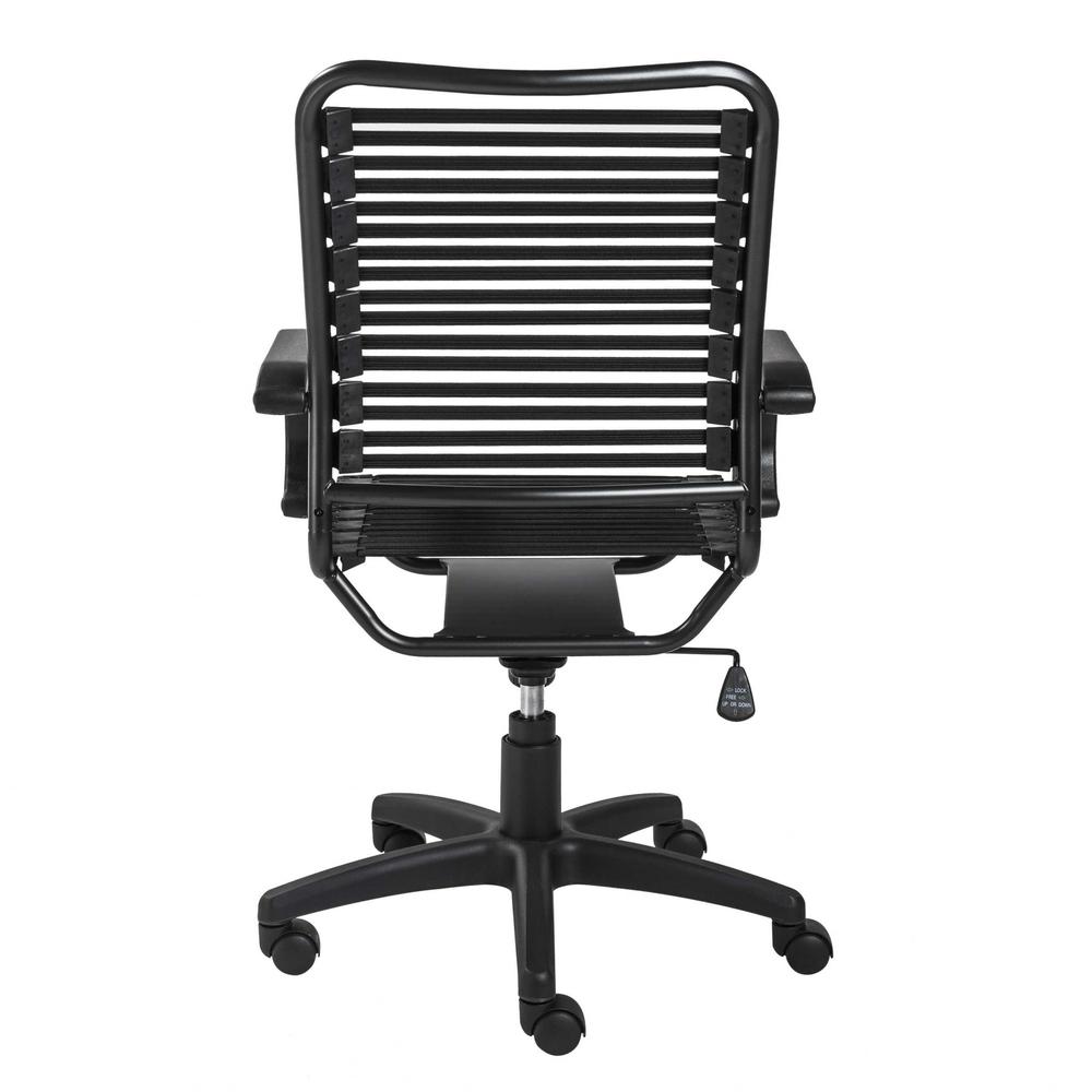 23.04" X 25.6" X 41.74" Black Flat Bungie Cords High Back Office Chair with Graphite Black Frame and Base. Picture 6