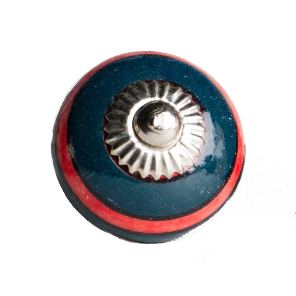 1.5" x 1.5" x 1.5" Ceramic Metal Navy and Red 12 Pack Knob - 358127. Picture 2
