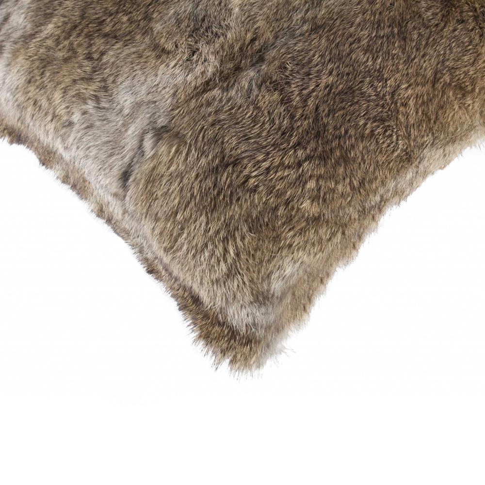 5" x 18" x 18" 100% Natural Rabbit Fur Hazelnut Pillow - 358159. Picture 2