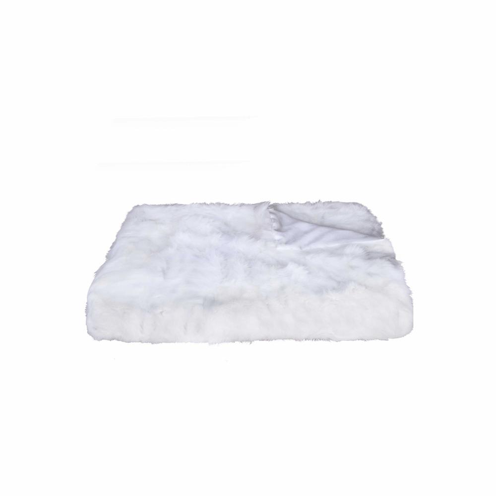 2" x 50" x 60" 100 Natural Rabbit Fur White Throw Blanket - 358165. Picture 4