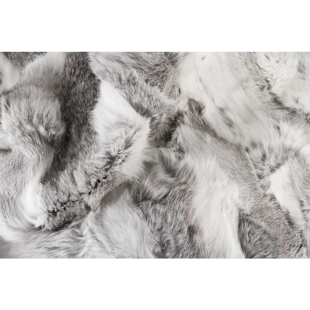 2" x 50" x 60" 100% Natural Rabbit Fur Grey Throw Blanket - 358167. Picture 3