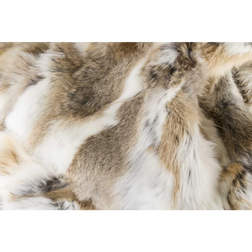 2" x 50" x 60" 100% Natural Rabbit Fur Tan and White Throw Blanket - 358168. Picture 2