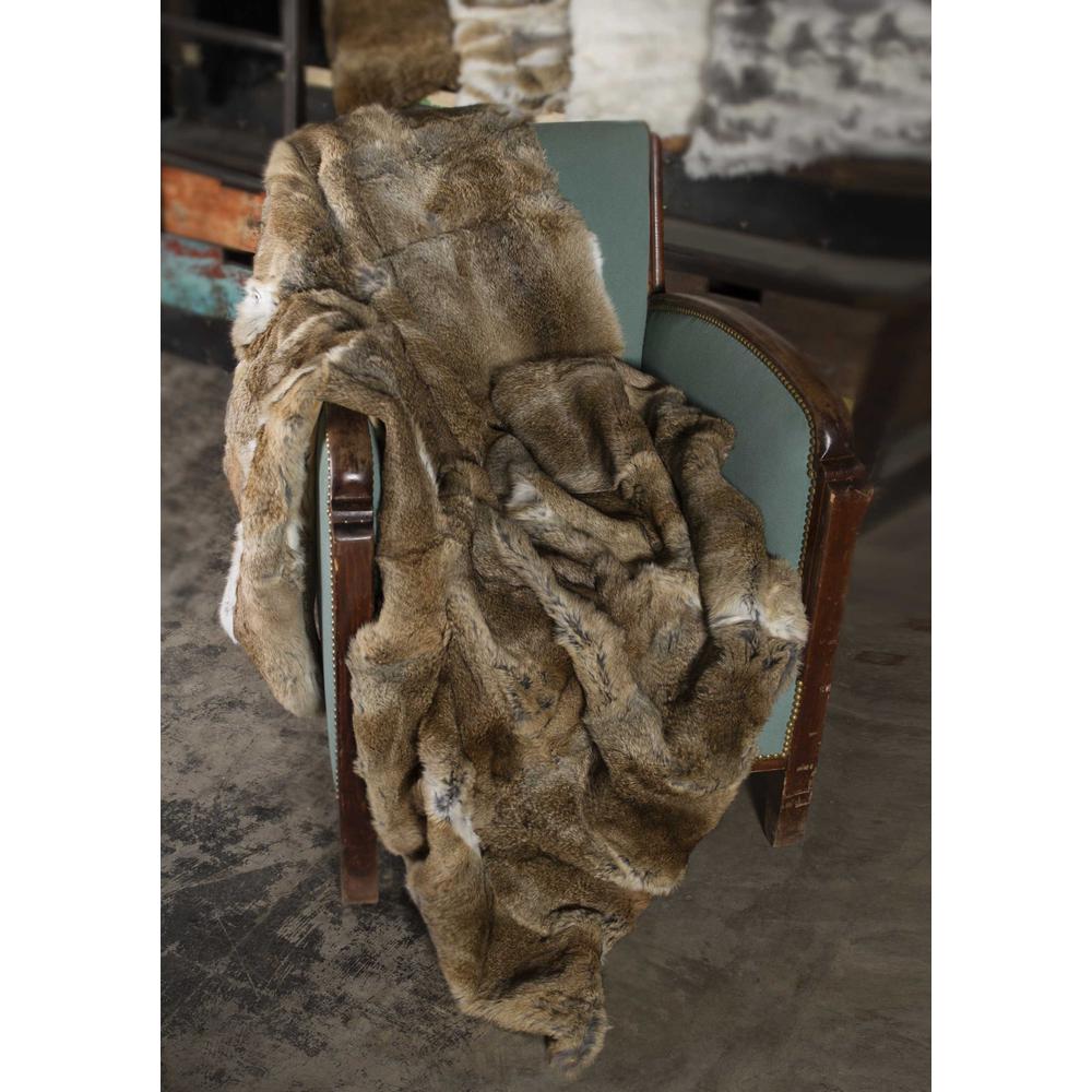 2" x 50" x 60" 100 Natural Rabbit Fur Hazelnut Throw Blanket - 358169. Picture 1