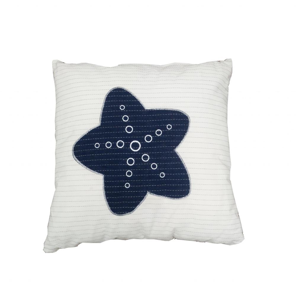 Nautical Blue Star White Square Accent Pillow - 364153. Picture 1