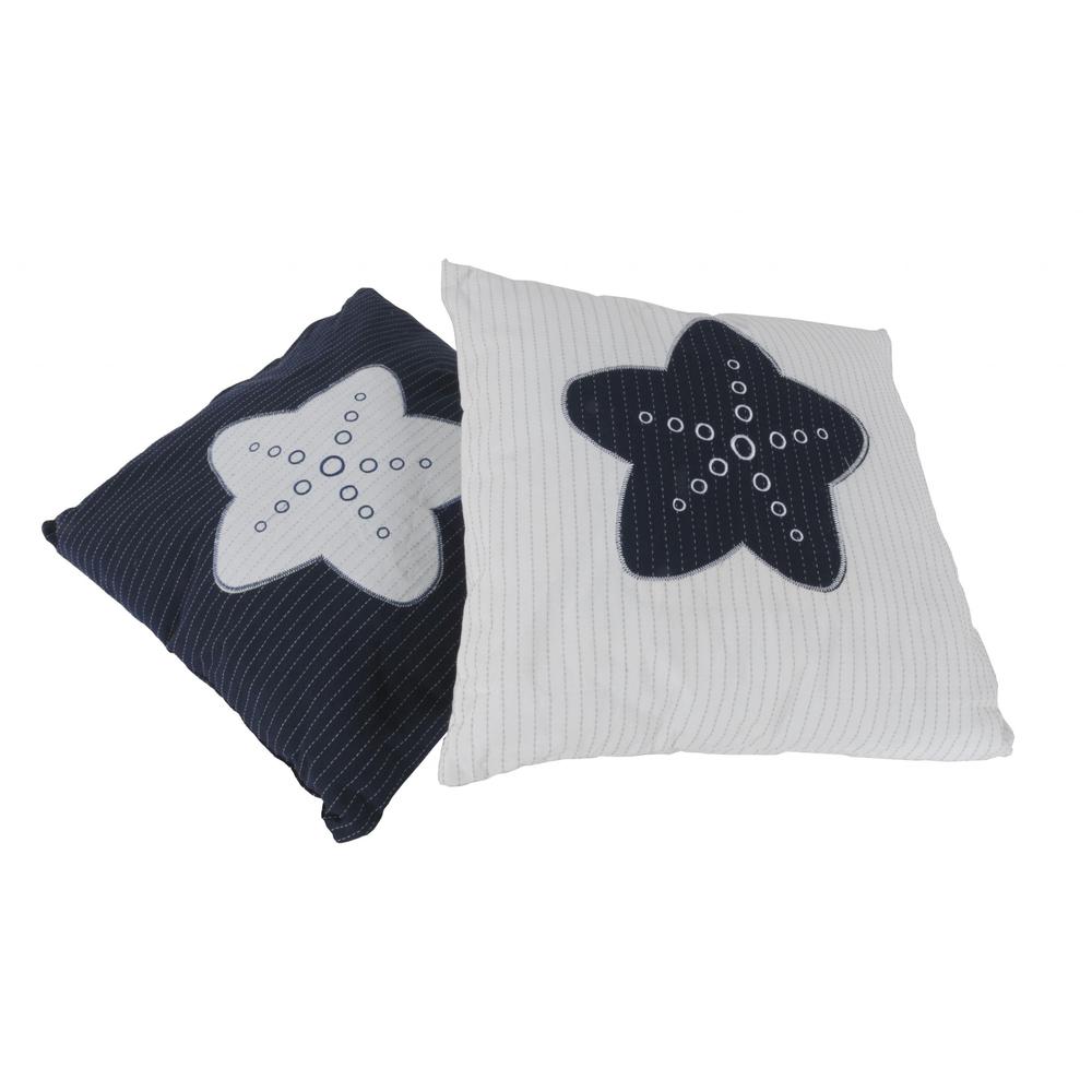 Nautical Blue Star White Square Accent Pillow - 364153. Picture 2