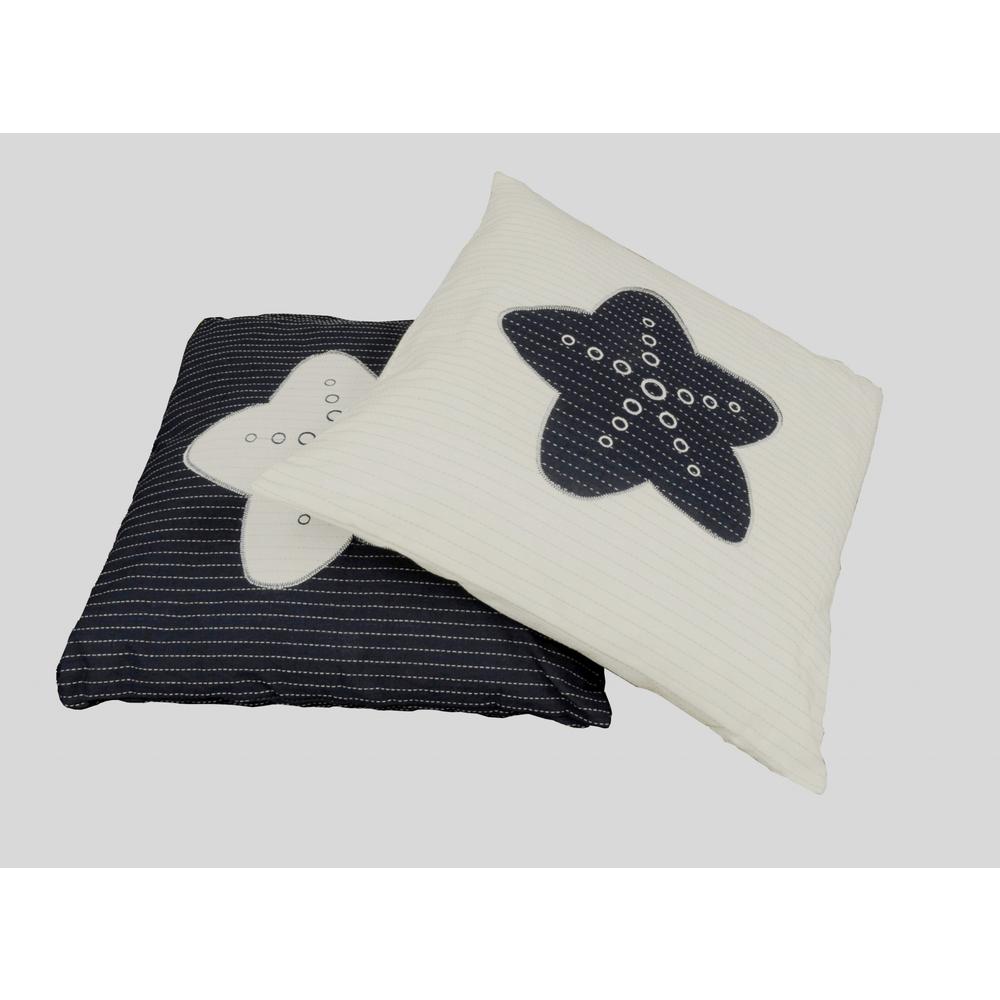 Nautical Blue Star White Square Accent Pillow - 364153. Picture 4