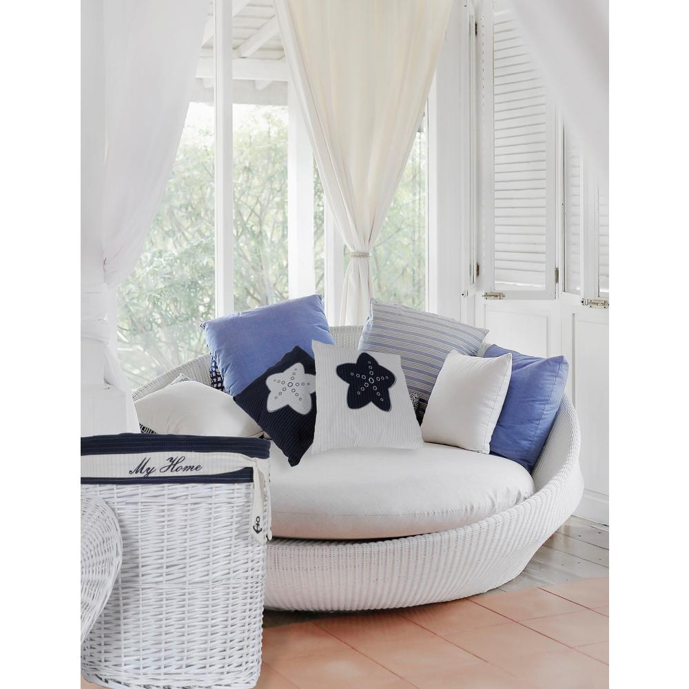 Nautical Blue Star White Square Accent Pillow - 364153. Picture 5