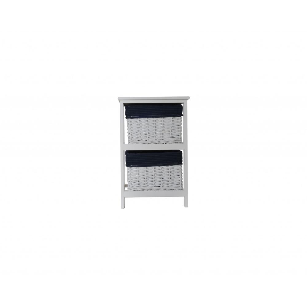 12.5" x 16" x 25" White Blue  Portable 2 Drawers. Picture 4