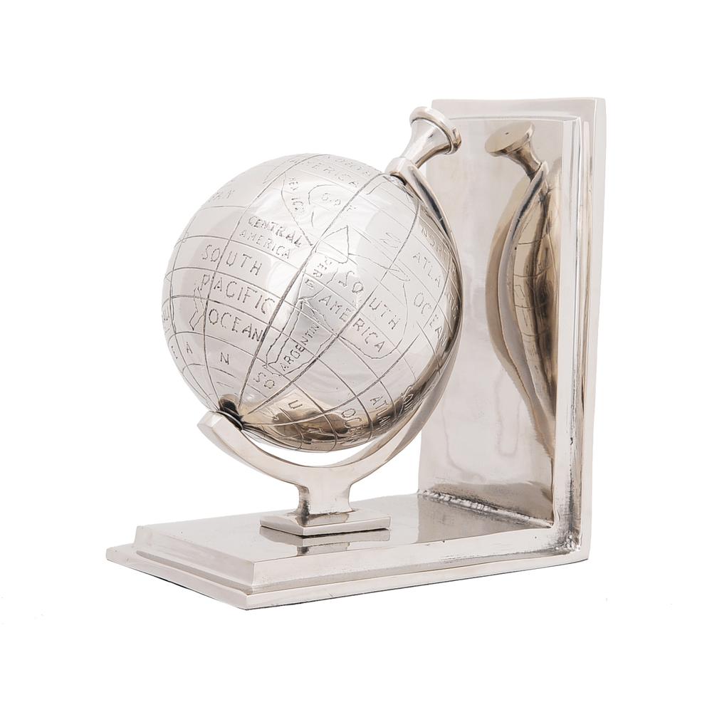 4.5" x 6.75" x 7.75" Alum Globe Bookend Set Of Two - 364199. Picture 5