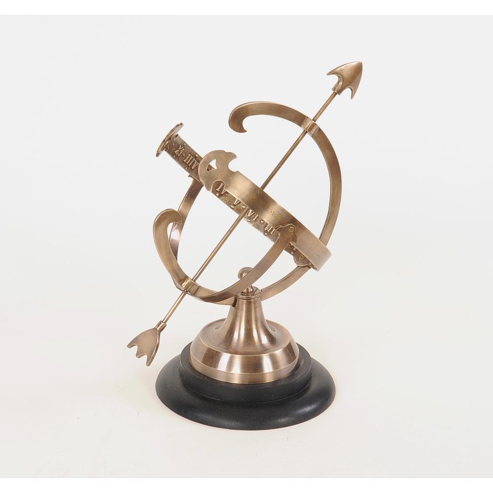 8" x 10" x 14.25" Brass Armillary On Wooden Base - 364218. Picture 3