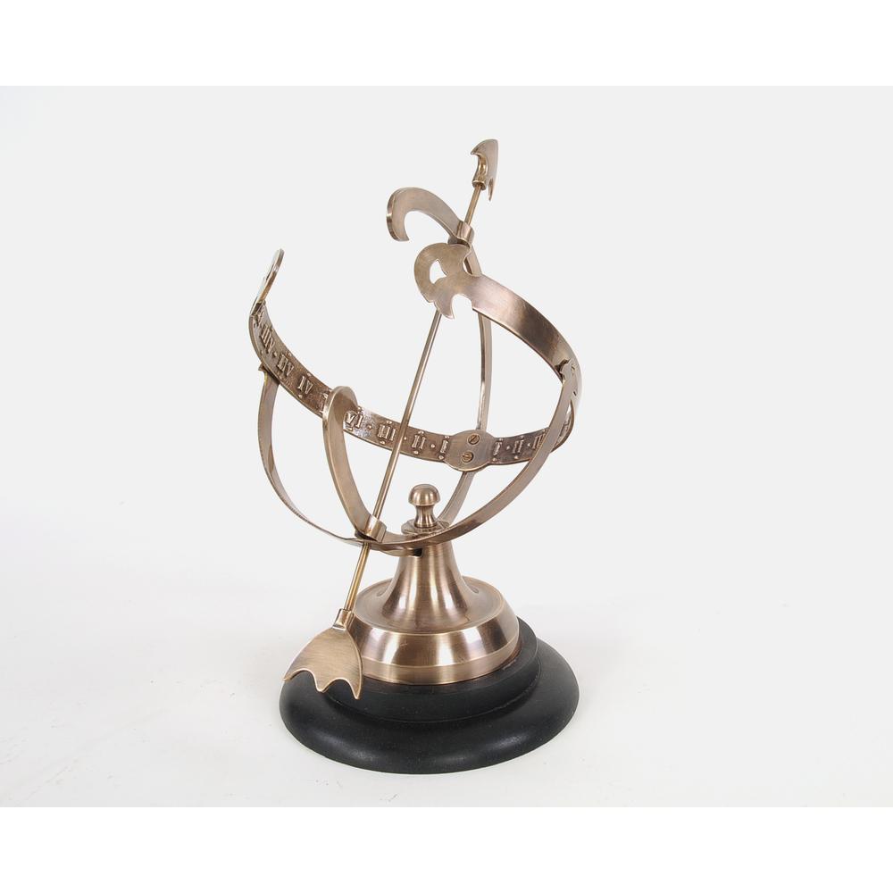 8" x 10" x 14.25" Brass Armillary On Wooden Base - 364218. Picture 4