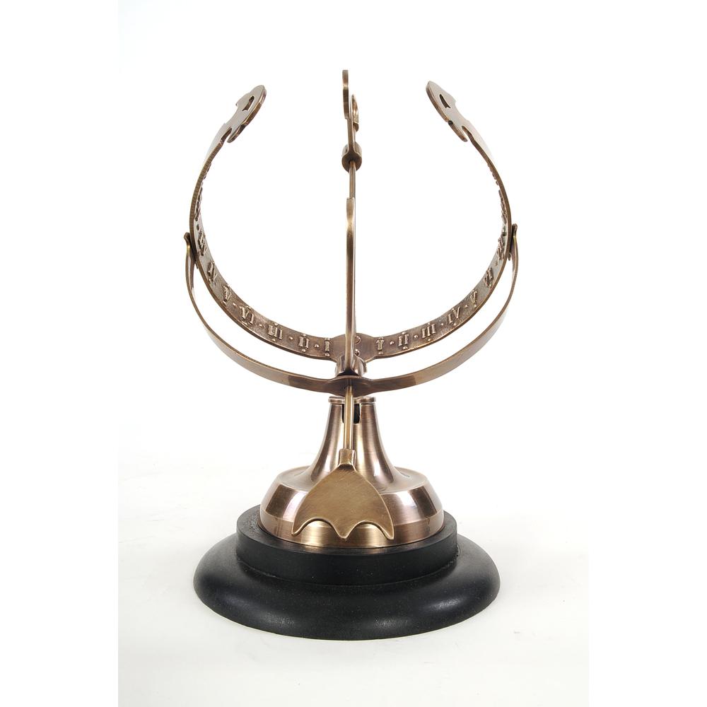 8" x 10" x 14.25" Brass Armillary On Wooden Base - 364218. Picture 6
