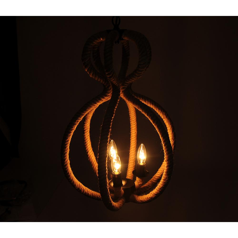 15" x 15" x 47.5" 3 BulbsRope  Pendant Lamp - 364238. Picture 4