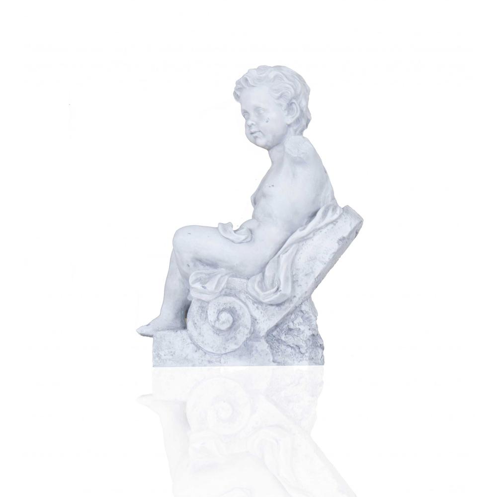Vintage Look Off White Boy Sitting Statue - 364247. Picture 1