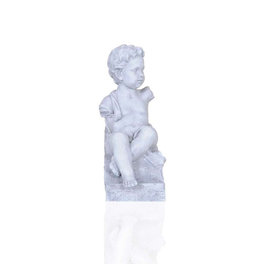 Vintage Look Off White Boy Sitting Statue - 364247. Picture 2